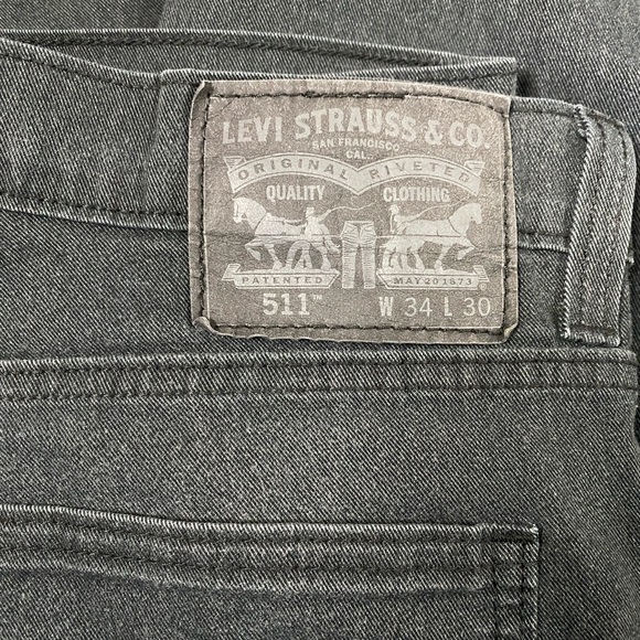 Men’s Levi’s 511 Slim Fit Straight Medium Wash Black Denim Jeans Size 34/30 - Picture 2 of 7